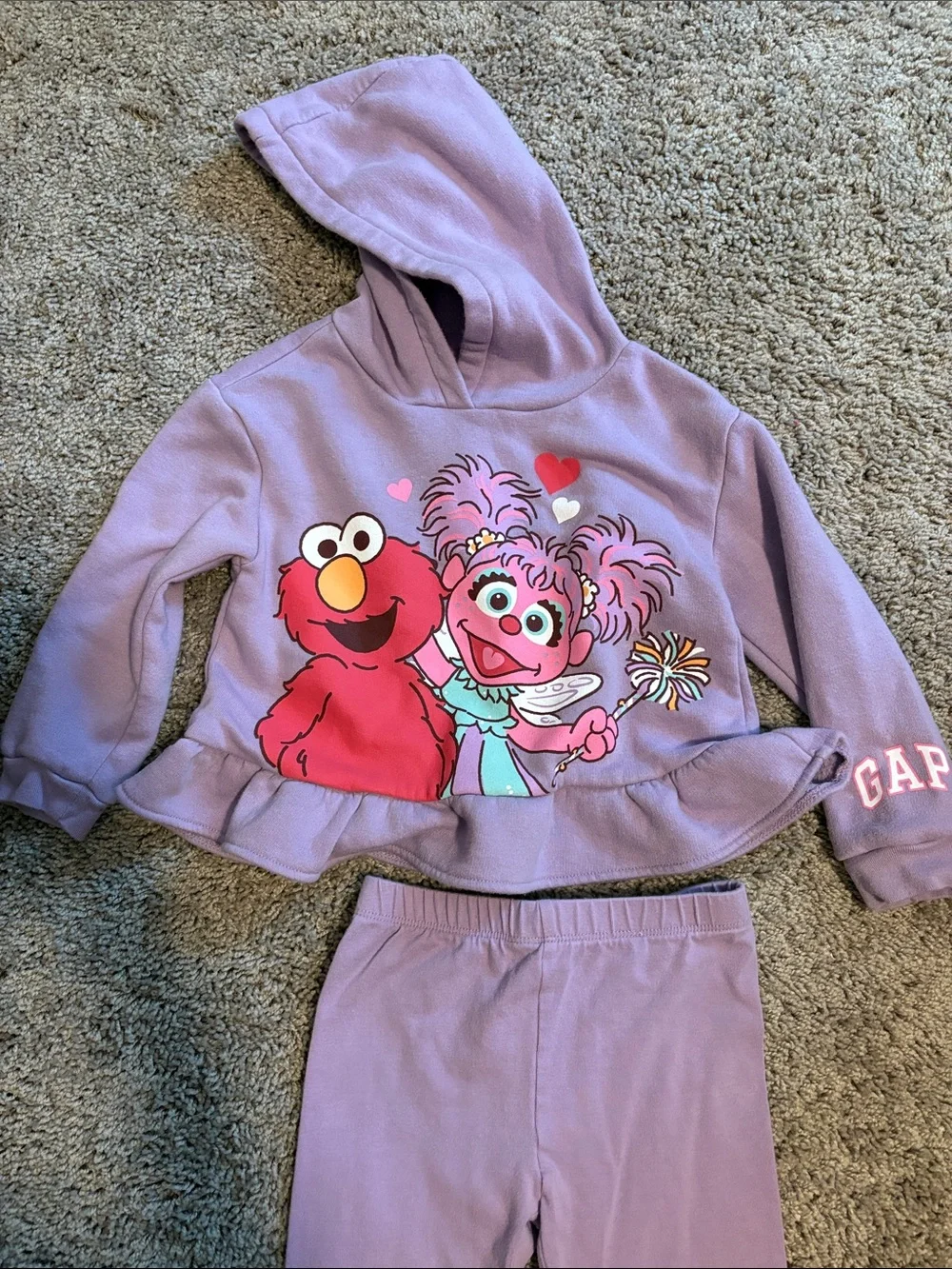 GAP Lavender Elmo & Abby Cadabby Hooded Pajama Set
